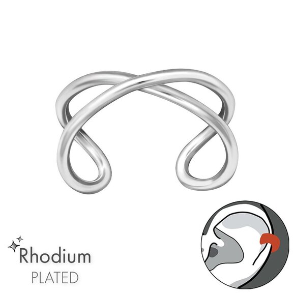 Rhodium Infinity Ear Cuff – No Piercing, Hypoallergenic & Modern Design - Picture 1 of 2